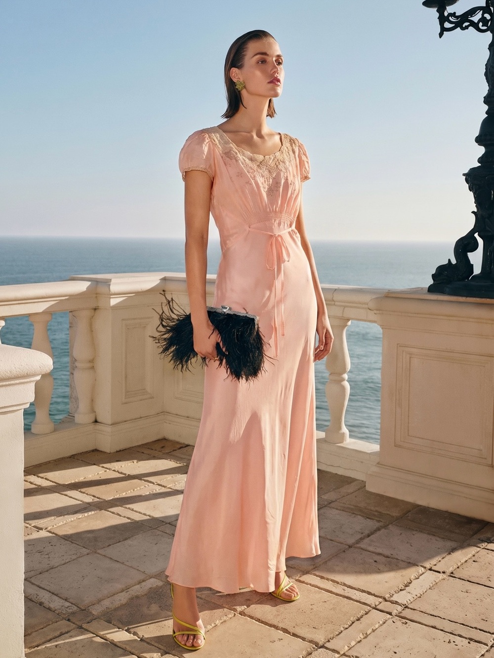 💕RARE💕 Vintage Christian Dior Peach Lace Trim Slip Dress